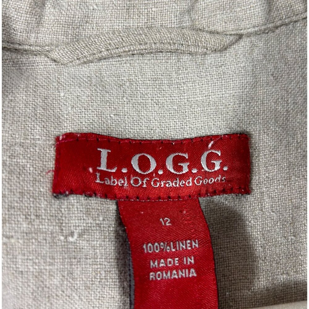 L.O.G.G. Linen Jacket Women's Sz 12 Beige Lagenlook Casual Beachy Comfy Stylish - Picture 4 of 9